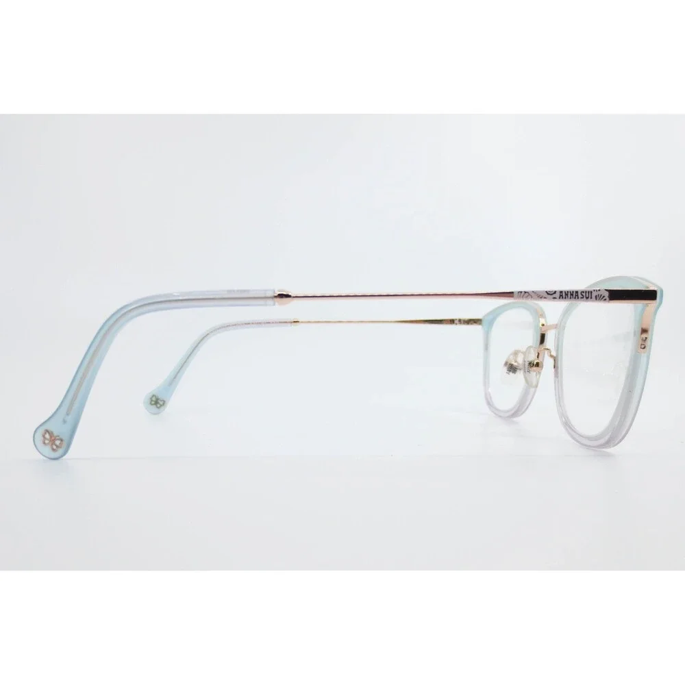 Anna Sui AS5107-1 685 Light Blue Rose Gold Cat Eye Eyeglasses Frames 51-20-140